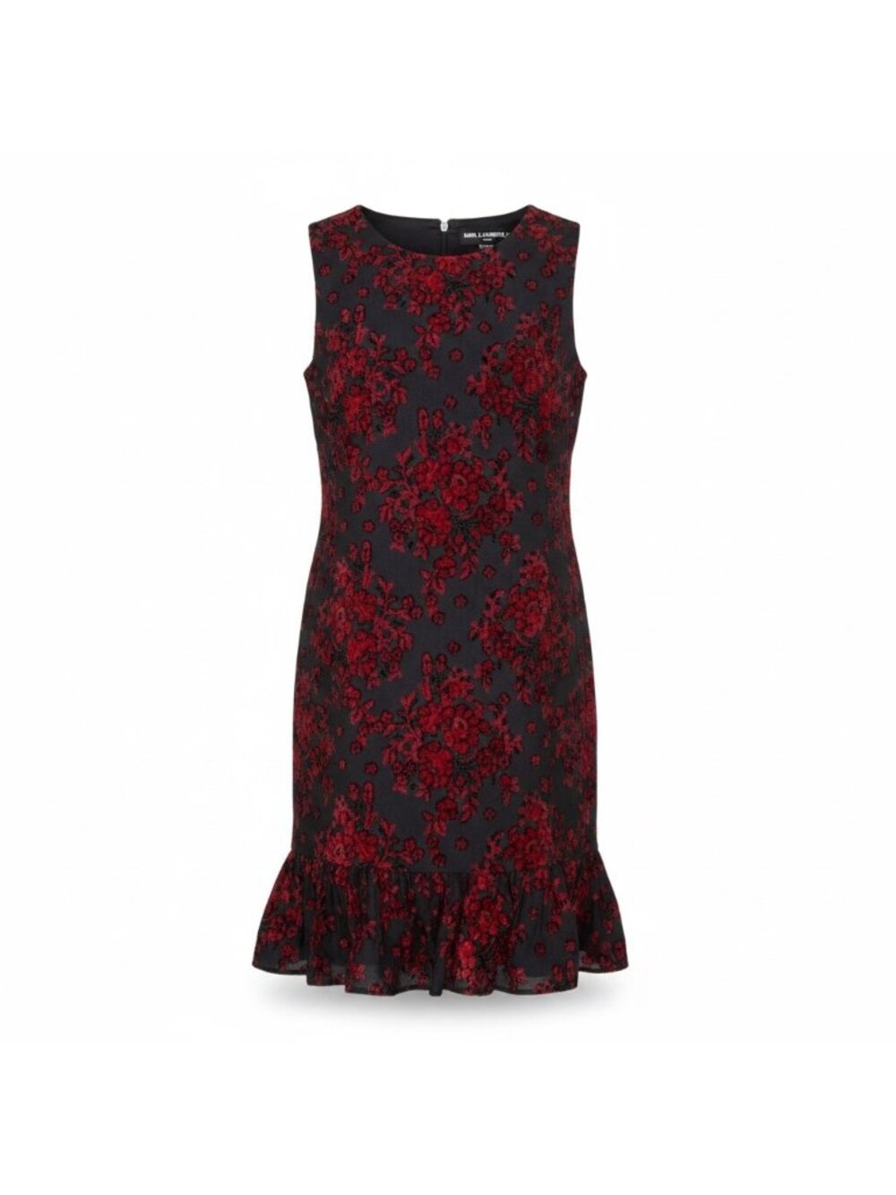 Karl Lagerfeld Womens Black & Red Sleeveless Floral Patterned Dress Size 12